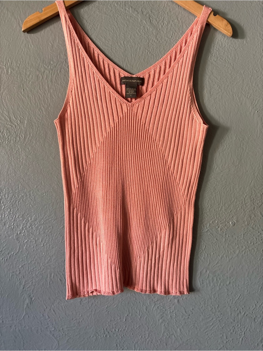 Banana Republic Ribbed Stretch Tank Top Dusty Rose Size L